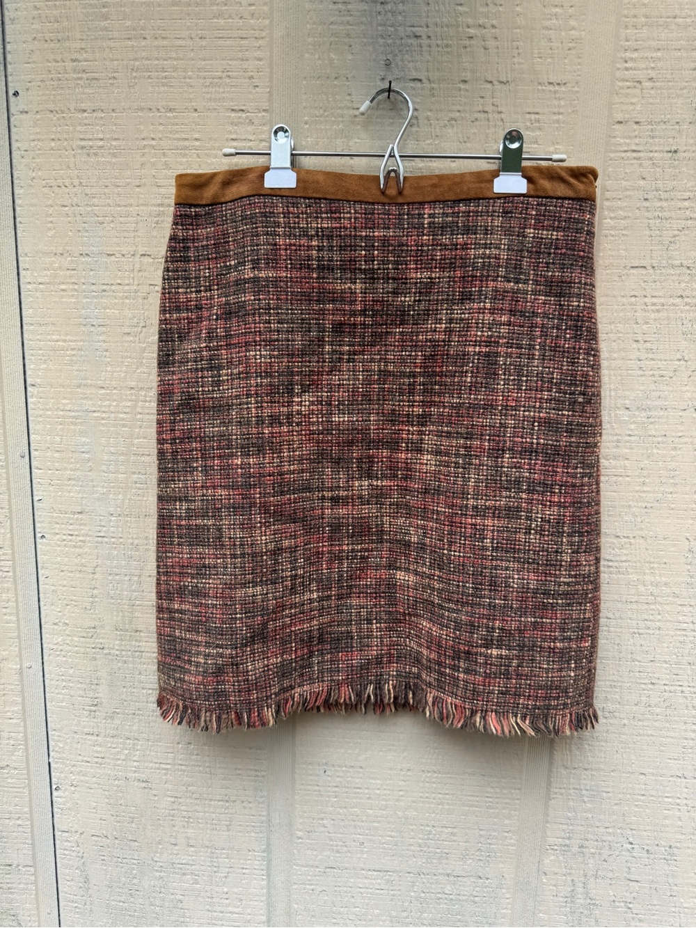 Kenneth Cole Multi-Tone Tweed Mini Skirt with Suede Waistband